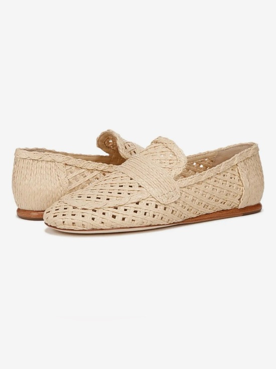 Vince Shoes - Vince Raffia Davis Woven Loafer Flats in Natural